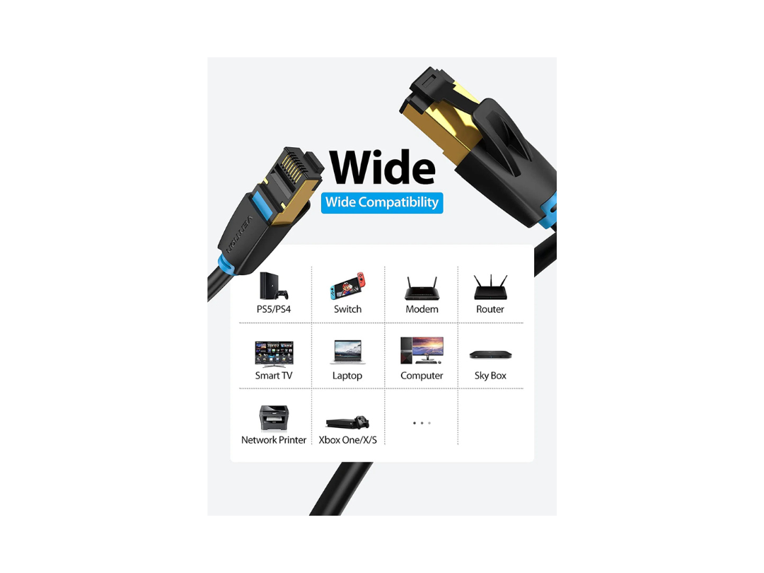 Buy Vention Cat.8 SFTP Patch Cable Black - 10M in Qatar Buy Vention Cat.8 SFTP Patch Cable Black - 10M in Qatar